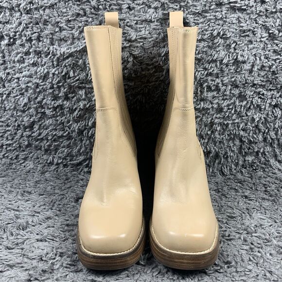 Seychelles Sweet Escape Boots Size 7.5 US Tan Stacked Block Heel Pull On Chelsea - Picture 6 of 8